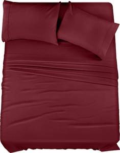 lot 1805 image: Utopia Bedding Queen Bed Sheets Set - 4 Piece Bedding - Brushed Microfiber - Shrinkage and Fade Resistant - Easy Care (Queen, Red Burgundy)