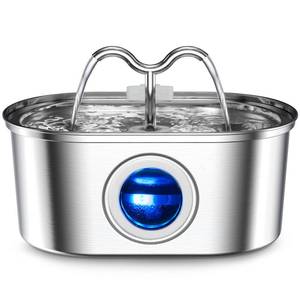 lot 1813 image: MISFANS Cat Water Fountain Stainless Steel, 108oz3.2L Pet Water Fountain Automatic Cat Fountain Water Bowl with Transparent Window, Water Dispenser for Dogs, Dishwasher Safe