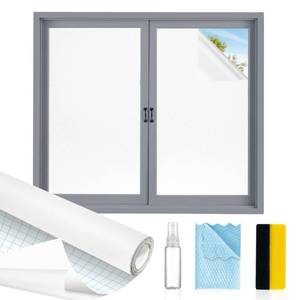 lot 1822 image: MAGIDEKOR Window Privacy Film with Installation Tools, Frosted Glass Window Film,Heat Blocking Static Clings Reusable Frosting Window Film for Bathroom Home Office,White,17.5 Inch X 6.5 Feet