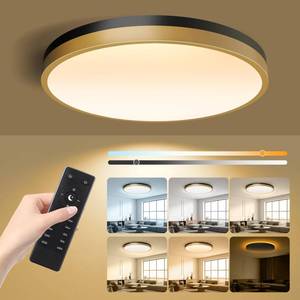 lot 1827 image: Lightania 13 Inch Flush Mount Ceiling Light with Remote Control & Night Light, 5CCT Dimmable Ceiling Light Fixture, 25W 2500LM 2700K-6500K Adjustable LED Ceiling Lights for Bedroom Kitchen Living Room