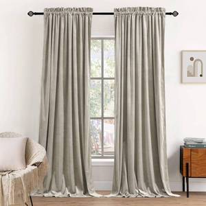 lot 1831 image: Dchola Beige Velvet Curtains for Bedroom Window, Super Soft Vintage Luxury Heavy Drapes, Room Darkening Rod Pocket Curtain for Living Room, W52 by L120 inches, 2 Panels