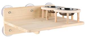 lot 1832 image: Cat Window Shelf Feeding Station,Wood Window Seat Mounted with Heavy Duty Suction Cups for Cats Sunbathing and Overlooking, DENTED BOWL SEE PHOTO