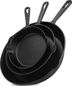 lot 1834 image: Utopia Kitchen Saute Fry Pan - Pre-Seasoned Cast Iron Skillet Set 3-Piece - Frying Pan - 6 Inch, 8 Inch and 10 Inch Cast Iron Set (Black)