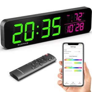 lot 1845 image: SERPHIX 15.2 Gym Timer, App & Remote Control, Customize LED Color, Voice Countdown Prompt, Interval Workout, Tabata, EMOM, AMRAP, Countdown, Stopwatch, Large Digital Wall Clock for Home Gym