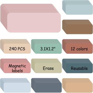 lot 1866 image: Ctosree 240 Pcs Dry Erase Magnetic Labels 3.2 x 1.2 Reusable Magnetic Name Tags Blank Name Magnets Colorful Name Tag Stickers Magnetic Strips for Whiteboard Locker School Office (Soft Color)