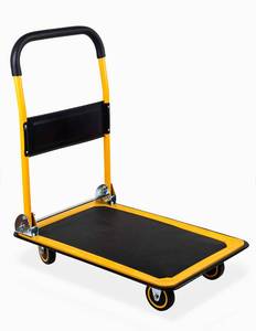 lot 1870 image: MaxWorks 80876- Foldable Platform Truck Push Dolly 330 lb. Weight Capacity Black and Yellow 28.75 x 18.75 x 33