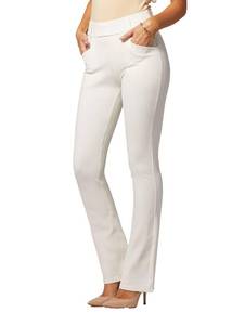 lot 1882 image: Conceited Premium Womens Stretch Dress Pants - Wear to Work - Ponte Treggings - Bootcut - White - DP-Boot-Full-White-S