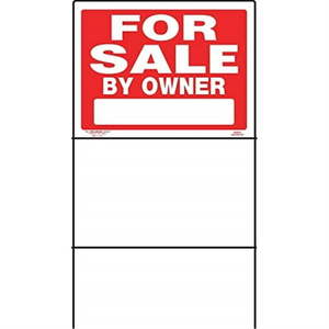 lot 1888 image: 5028942 SIGN FORSALE OWNR 18X24 Hillman English Red For Sale Sign 18 in. H X 24 in. W . Overall Frame Dimensions - 43in x 24in. Retail $112.7