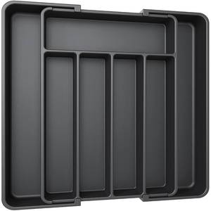 lot 1901 image: AUJEN Silverware Organizer - Expandable Kitchen Drawer Organizer, Adjustable Utensil Organizer, Cutlery Drawer Organizer for Forks, Knives, Multipurpose Kitchen Organizers and Storage Solution, Black
