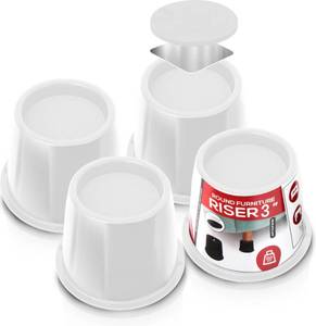 lot 1902 image: Utopia Bedding Bed Risers 3 Inch - 4 Pack - Round Furniture Risers with Top Anti-Slip Foam with Metal Plate & Bottom Rubber Pads - Bed Risers Heavy Duty for Sofa, Couch & Chair Lifts (White)