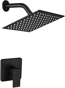 lot 1904 image: JingGang Matte Black Shower Faucet Rain Shower Head Shower Faucets Sets Complete Bathroom Rainfall Shower System, Single Function Shower Trim Kit with Rough-in Valve