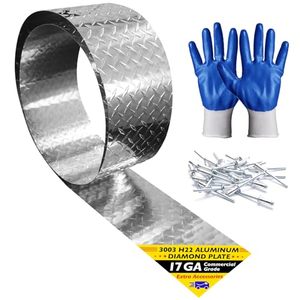 lot 1916 image: Royilink Aluminum Diamond Plate �� 3003 H22 Diamond Plate Sheet Metal �� 17 GA 0.045�� Thick Heavy-Duty Diamond Plate Aluminum Sheet �� Aluminum Tread Plate for Cargo Trailer, RV �� 6 in x 120 in. Roll
