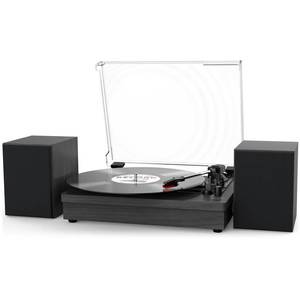 lot 1922 image: WOCKODER Record Player with Speakers, 3-Speed Vinyl Record Player with Dual Stereo Speakers Support Wireless Connection RCA Output Aux in USB Vintage Design Turntable Redbrown, R612