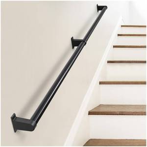 lot 1924 image: SDNBHT Industrial Stair Railing Metal Hand Rails for Indoor Stairs Wall Mount Staircase Handrails 1.25 Pipe Stair Handrail for Steps Black Aluminum Stairway Railing for Outdoor & Indoor Stairs 8ft