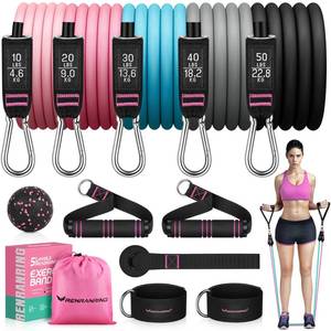 lot 60365 image: RENRANRING Resistance Bands for Working Out, 150LBS Exercise Bands, Workout Bands, Resistance Bands Set with Handles for Men Women, Legs Ankle Straps for Muscle Training