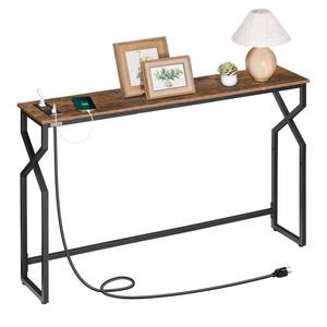 lot 60374 image: MAHANCRIS Sofa Console Table, 44.9 Entryway Table with Power Station, Narrow Couch Table, Hallway Table, Sofa Table with USB Ports, Metal Frame, for Entrance, Living Room, Rustic Brown CTHR113E01