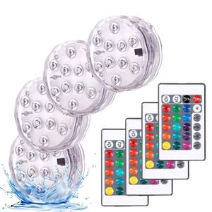 lot 60380 image: YiaMia Submersible Led Battery Operated Spot Lights with Remote, Decorative Fish Bowl Small Lamps for Aquarium Vase Base Pond Wedding Halloween Party (4 Pack)