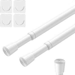 lot 60383 image: AIZESI 2pcs Spring Tension Rods Adjustable 26 to 39 inch Small Tension Curtain Rod No Drilling Expandable Spring Loaded Curtain Rod,Suitable for Doors and Windows 28 to 36 inch, White