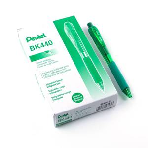 lot 60387 image: Pentel WOW Retractable Ballpoint Pens, Medium Line, Green Ink, Box of 12 (BK440-D)