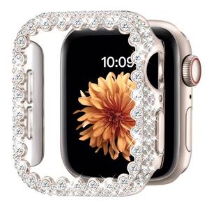 lot 60389 image: Bling Bumper Case Compatible with Apple Watch Series 3 42mm,Diamond Protective Face Cover for Women,Hard PC Frame for iWatch 42 mm Starlight