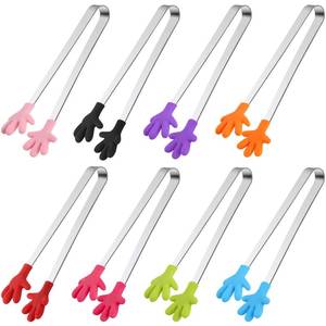 lot 60411 image: Shindel Silicone Mini Tongs, 8pcs 5-inch Kids Tongs,Colourful Small Food Tongs for Serving Food, Ice Cube, fruits, Sugar,Kitchen Gadgets