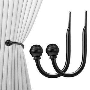 lot 60414 image: Hion Curtain Holdbacks Black 2pcs, Curtain Tiebacks Wall Mounted Curtain Hooks Holders for Drapes