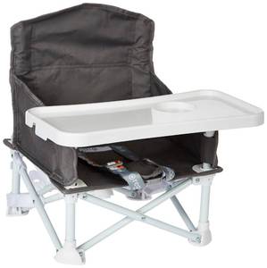 lot 60415 image: Regalo My Chair 2-in-1 Portable Travel Booster Seat & Activity Chair, Bonus Kit Includes, Oversized Removable Tray with Cup Holder, Gray