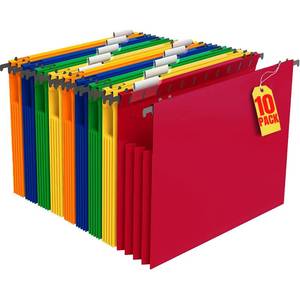 lot 60418 image: 1InTheOffice Hanging File Folder, Hanging File Pocket, Expandable Hanging File Folder, Letter Size, Assorted Color, 10 Pack (10)
