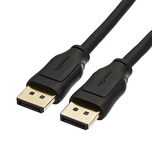 lot 60428 image: Amazon Basics DisplayPort 1.4 Cable, 32.4Gbps High-Speed, 8K60Hz, 4K120Hz, Dynamic HDR and 3D, Gold-Plated Plugs, 6 Foot, Black