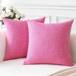 lot 60440 image: OTOSTAR Linen Throw Pillow Covers Set of 2 Decorative Square Pillowcases Cushion Covers 24x24 Inch for Home Decor Sofa Bedroom Car 60 x 60 CM Hot Pink