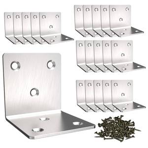 lot 60441 image: Stainless Steel Corner Bracket,Joint Right Angle Bracket,L Shape Heavy Duty Metal Corner Brace Shelf Supporter for Wood Aufuga (20, 2x2x2)