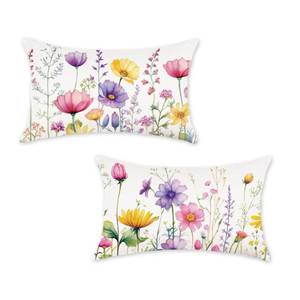 lot 60465 image: ONWAY Spring Summer Pillow Covers 12x20 Inch Set of 2 Floral Colorful Flowers Decorations Farmhouse Living Room Outdoor Cushion Case for Sofa Couch Home Bed