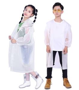 lot 60467 image: Makonus Kids Rain Jacket, Pack of 2 EVA Kids Rain Poncho Reusable Raincoat for Children Boys and Girls, White
