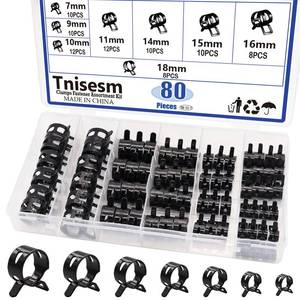 lot 60469 image: Tnisesm 80Pcs Spring Band Hose Clamps Assortment Kits Silicone Vacuum Hose Pipe Clamp 7mm 9mm 10mm 11mm 14mm 15mm 16mm 18mm Low Pressure Air Clip Clamp(Black)
