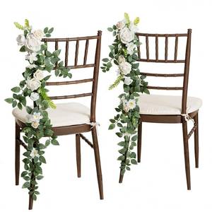 lot 60470 image: Lings Moment 10pcs Wedding Chair Decorations Aisle Floral Swag Artificial Pew Flowers Hanging Garland White & Sage Green For Ceremony Reception Church Rose Floral Faux Arrangement Party Outdoor Decor - Retail $110.95