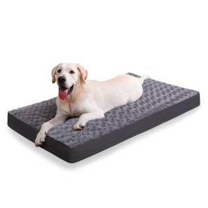 lot 60476 image: Dog Crate Bed Waterproof Dog Beds for Medium Dogs Rose Velvet Soft Fluffy Washable Dog Bed with Removable Cover & Anti-Slip Bottom, 35 x 22 Inch, Gray