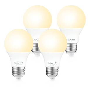 lot 60478 image: Sigalux LED Light Bulbs 60 Watt Equivalent A19 Standard Light Bulbs 2700K Warm, Non-Dimmable Energy Efficient 9.5W LED Soft White Bulb with E26 Medium Base, 800 Lumens, UL Listed, 4 Packs