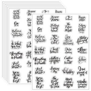 lot 60487 image: Glenmal 840 Pieces Inspirational Sticker Aesthetic Words Sticker Inspirational Quote Sticker Word Sayings Sticker Motivational Scrapbooking Sticker for Teens Journaling Scrapbook (Transparent Color)