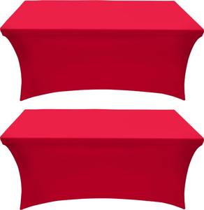lot 60488 image: Utopia Kitchen Spandex Tablecloth 2 Pack 4FT, Red Tight, Fitted, Washable and Wrinkle Resistant Stretch Rectangular Patio Table Cover for Event, Wedding, Banquet & Parties 48Lx30Wx30H Inch