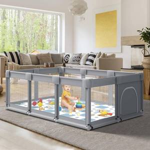 lot 60491 image: Fshibila 74 50 Large Baby Playpen, Baby Playard for Babies and Toddlers, Baby Fence Play Pens for Indoor & Outdoor, Sturdy Safety Play Yard with Soft Breathable Mesh, Anti-Fall, Grey