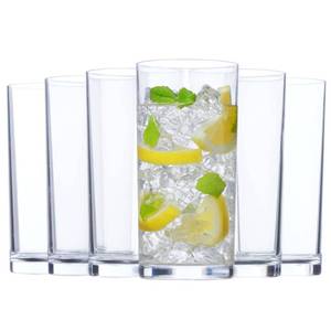 lot 60501 image: US Acrylic Classic Clear Plastic Reusable Drinking Glasses (Set of 6) 16oz Water Cups  BPA-Free Tumblers, Made in USA  Top-Rack Dishwasher Safe