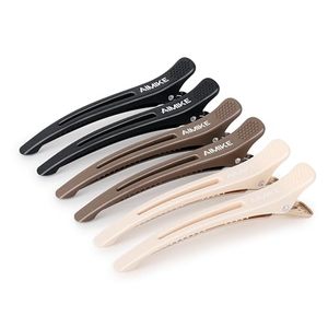 lot 60504 image: AIMIKE 6pcs Professional Hair Clips for Styling Sectioning, Non Slip Duck Billed with Silicone Band For Hairdresser, Women, Men For Salon and Home Hair Cutting - Brown & Apricot & Black