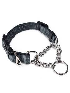 lot 60505 image: Mighty Paw Martingale Dog Collar 2.0  Trainer Approved Limited Slip Collar with Stainless Steel Chain & Heavy Duty Buckle - Modified Cinch Collar for Gentle & Effective Pet Training - Medium, Grey