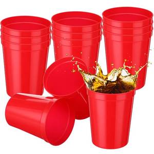 lot 60507 image: Yungyan 16oz Stadium Plastic Cups Blank Reusable Drink Tumblers Stadium Cups Party Cups for Birthday Party, Events, Baby Shower, DIY Projects, 4.5 x 3.54 x 2.72 inch (Red, 12 Pack)