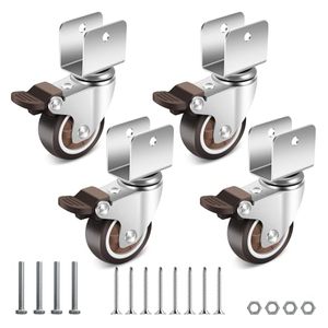 lot 60529 image: Nefish 2 Inch Caster Wheels with 34� (20 mm) U Bracket, Small Rubber Casters Set of 4 with Brake, 360 Degree Ball Bearing Plate Swivel Castors Wheels, Crib Caster Wheels for Dresser, Cabinet, Desk