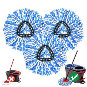 lot 60536 image: Koolstuffs Spin Mop Replacement Head, 3 Pack Mop Head Replacement Compatible for Ocedar RinseClean 2-Tank System, Microfiber, Machine Washable, Easy to Replace and Deep Cleaning, Blue