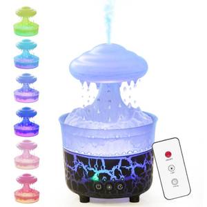 lot 60540 image: BOHOFAM Aroma Diffusers for Home, Rain Cloud Humidifier Water Drip,Mushroom Essential Oil Diffuser, Spray Mist and Rain Drop at The Same Time,for Largeroom,Bedroom,Colorful Light,Gifts(Black Cracks
