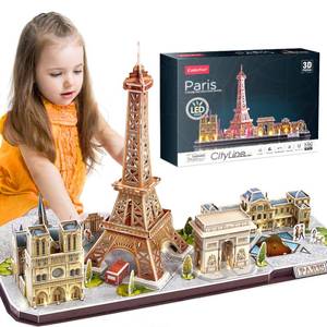 lot 60543 image: CubicFun 3D Puzzles for Kids Ages 8-10 LED Paris Cityline, Toys for Kids Arts and Crafts for Kids Ages 8-12 STEM Projects for Kids Ages 8-12 Gifts for Girls Boys Xmas Gifts for Kids Christmas Decor