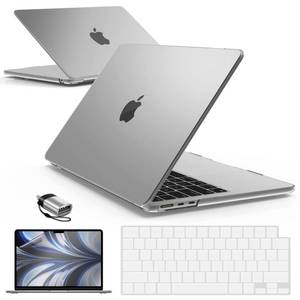 lot 60550 image: IBENZER Compatible with 2024 2023 2022 MacBook Air 13 inch Case M3 A3113 M2 A2681, Hardshell Case & KeyboardCover & ScreenFilm & Type-C Adapter for Mac Air 13.6, Clear, AT13-KK-CL2TC