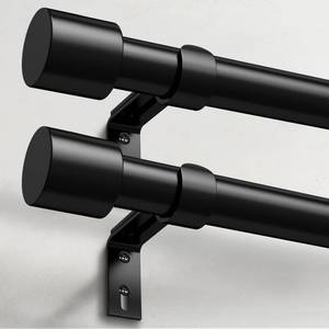 lot 60555 image: IFELS 2 Pack Heavy Duty Curtain Rods for Windows 48 to 84 Inch, 1 Inch Black Curtain Rods Set of 2 Pack for Outdoor, Farmhouse, Bedroom, Adjustable Easy Install Curtain Rods (Black,30-90-2Pack)